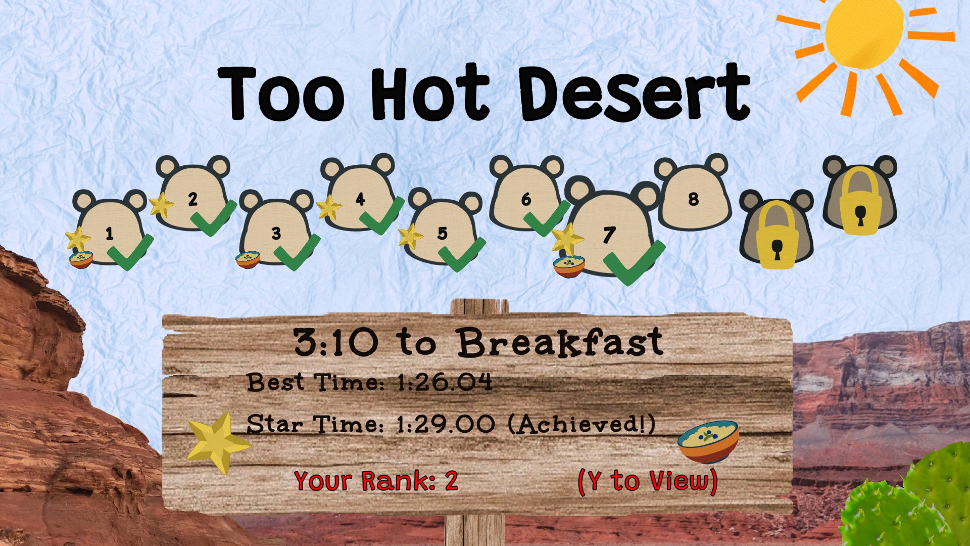 A screenshot from Three Bulky Bears, showing the level select screen on World 3.