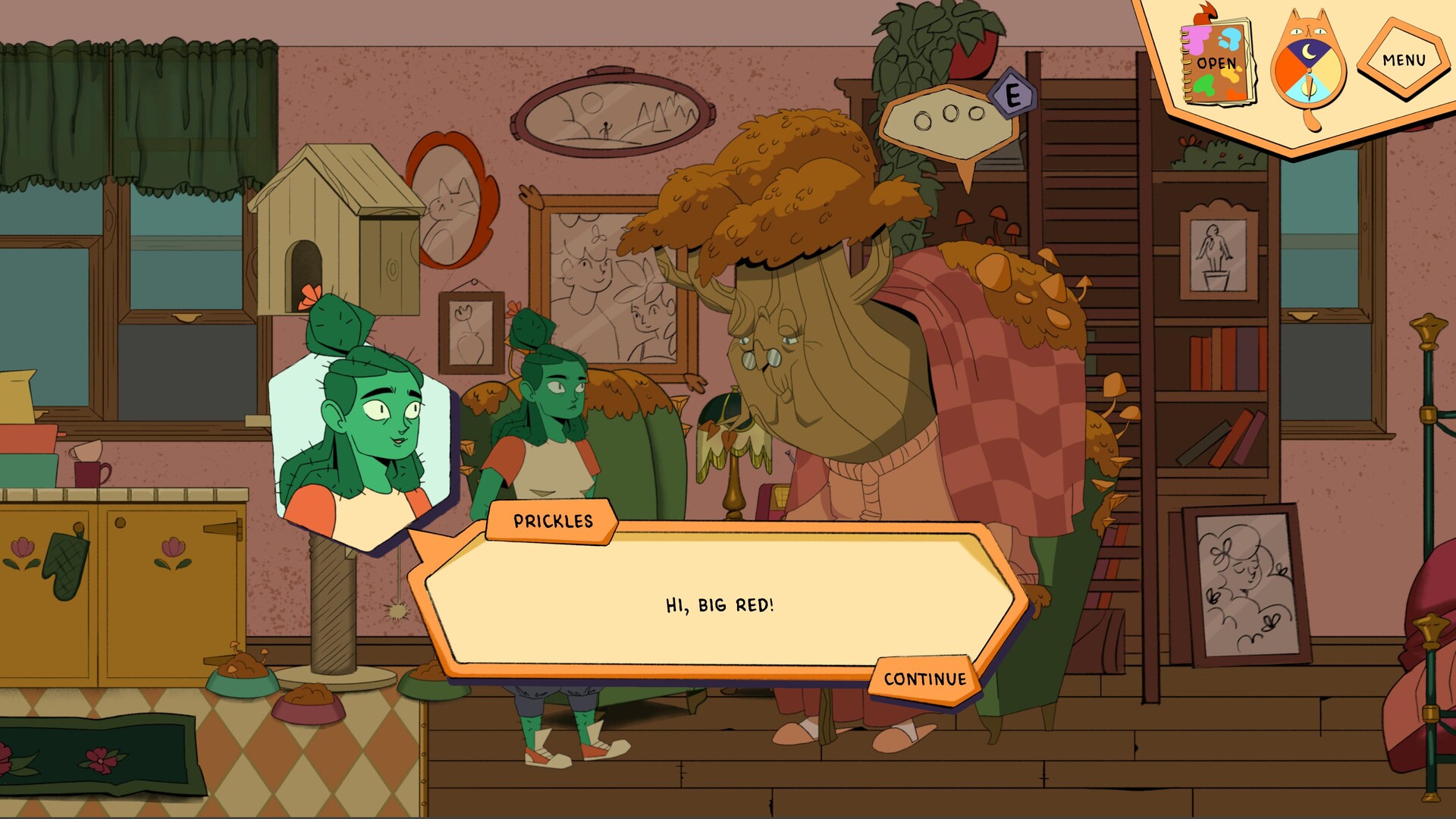 A screenshot from Prickles, showing the player in dialogue with an NPC.